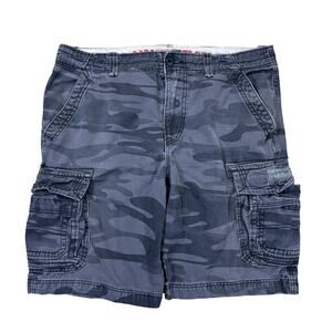 vintage y2k 2000s style unionbay camo cargo shorts baggy wide leg gray 38x10